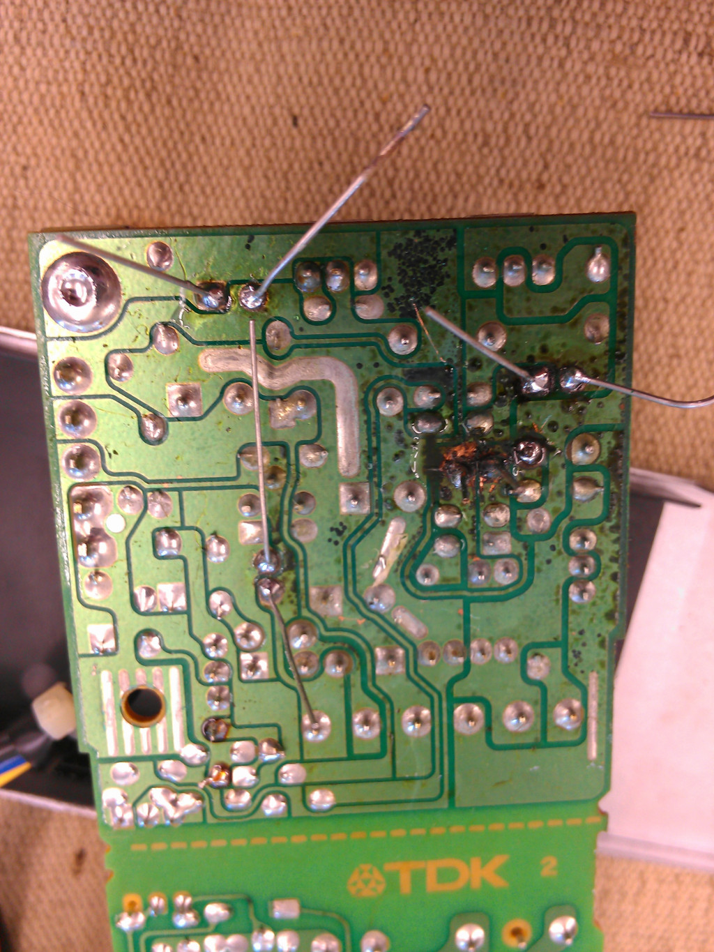 Corroded PCB in the LC PSU.