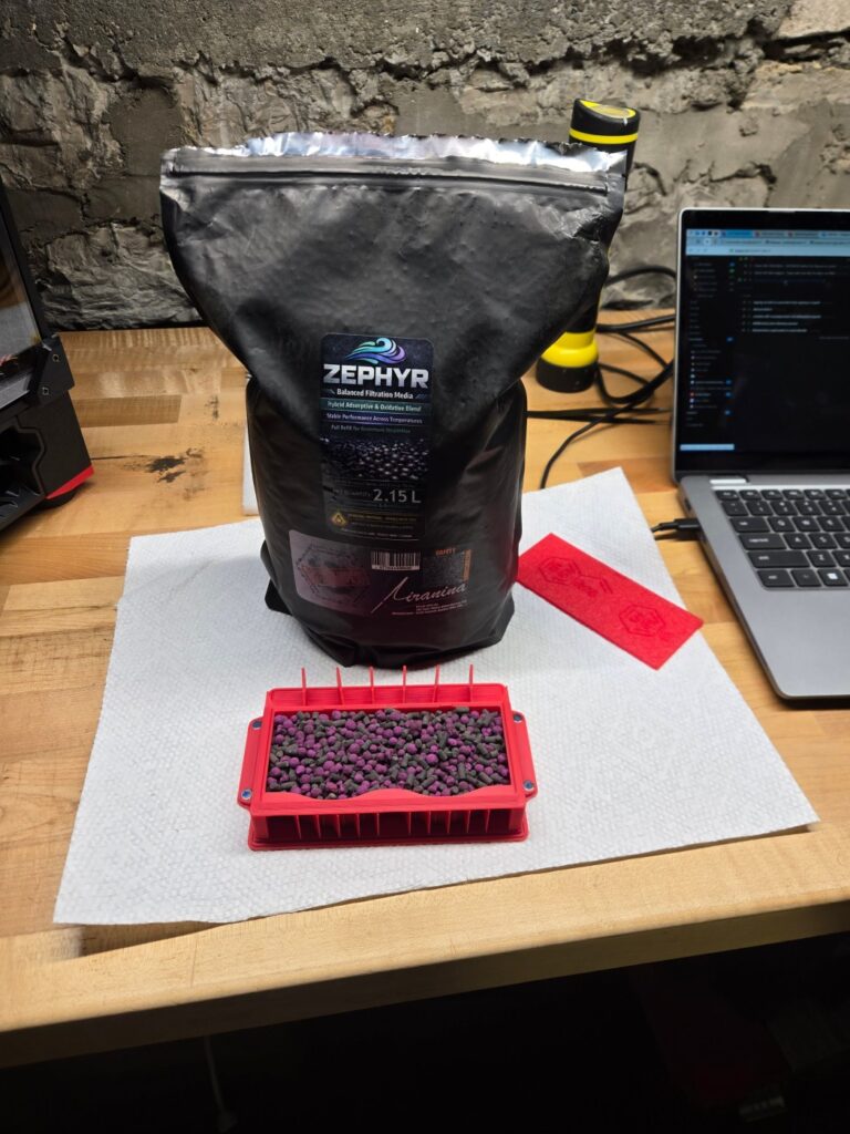 The fume pack filled with Zephyr media